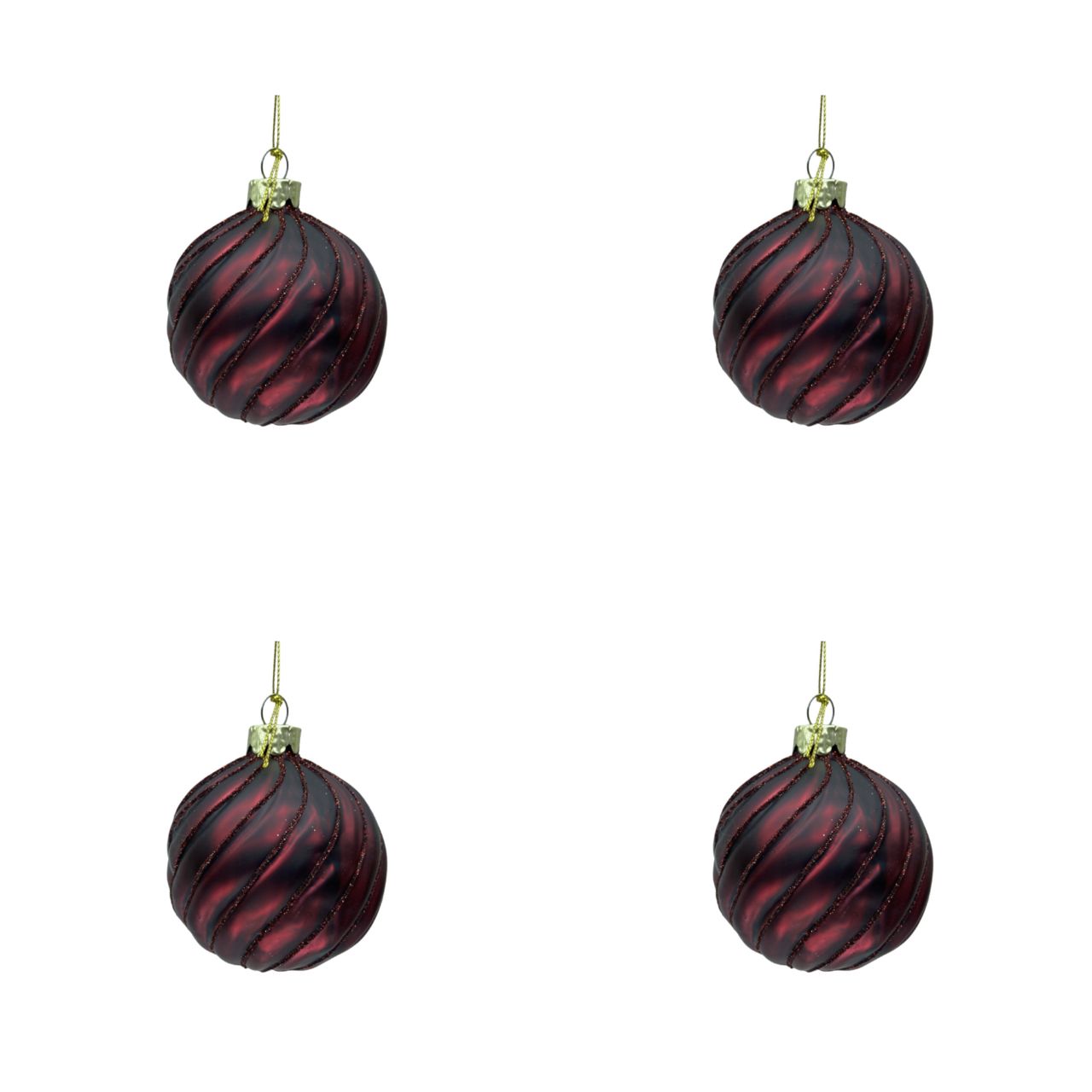 Julekugle m. swirls, 4 stk.